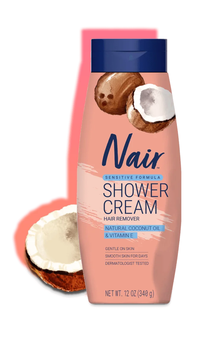 Nair™ Sensitive Coconut Oil Shower Cream - Hair Remover with Natural Coconut Oil and Vitamin E