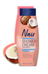 Nair™ Sensitive Coconut Oil Shower Cream - Hair Remover with Natural Coconut Oil and Vitamin E